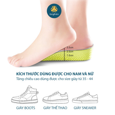 Lót giày tăng chiều cao,  tăng 1.5 cm/ 2.5cm/3.5cm chất liệu PU êm chân, thoáng khí - BuyBox - BBPK367