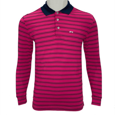 Áo thun dài tay nam Aligro kẻ ngang màu hồng ALGAPD015