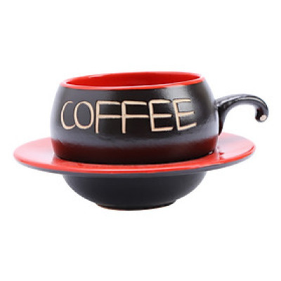 Bộ Quà Tặng Tách Coffee Đĩa Lõm P05D - Đỏ 