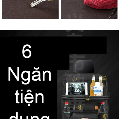 Túi Treo Đồ Sau Ghế Da Cao Cấp có bàn ăn gấp gọn dành cho xe ô tô - Các ngăn chứa thiết kế thông minh tiện lợi - Màu Be - PHÙ HỢP VỚI TẤT CẢ CÁC LOẠI XE