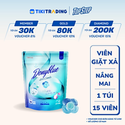 Viên giặt xả Top Step hương Nắng mai tươi mát gói 15 viên (210g)