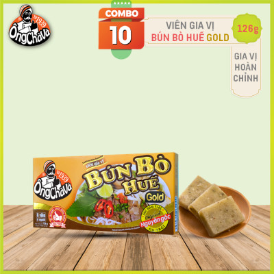 Combo 10 Hộp Gia Vị Viên Bún Bò Huế Ông Chà Và 126g (Hue Beef Rice Noodle Soup Cubes)