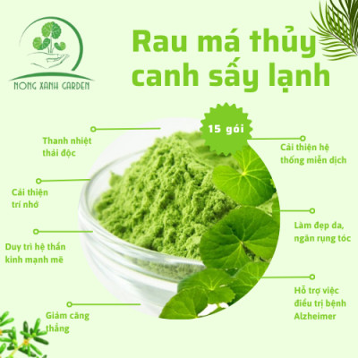 Nông Xanh Garden Bột Rau Má Thủy Canh Nguyên Chất Có Đường Hộp 15 gói (3gr/1 gói) hòa tan uống liền, dễ uống thanh nhiệt
