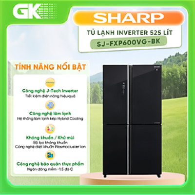 Tủ lạnh Sharp Inverter 525 lít SJ-FXP600VG-BK Model 2021 - Hàng chính hãng (chỉ giao HCM)