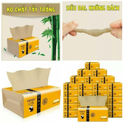 Giấy Ăn Gấu Trúc Cao Cấp Siêu Dai MINIIN - Giấy Rút Sợi Tre An Toàn Không Chất Tẩy Trắng 