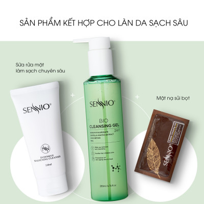 Nước tẩy trang không cồn Sennio Bio Gel Cleanser dạng gel thải độc 2 in 1 phù hợp cho da dầu mụn 200ml SNO 826