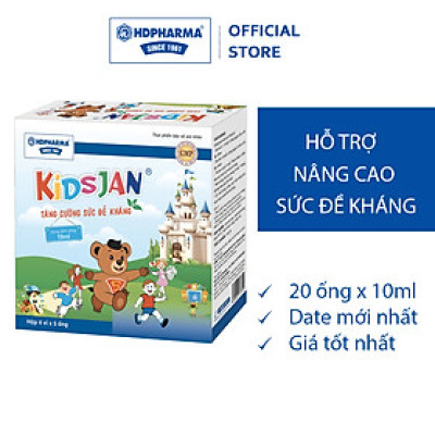 Thực Phẩm BVSK Kidsjan Tăng Cường Sức Đề Kháng - Hỗ Trợ Bổ Sung Acid Amin Và Kẽm (4 vỉ x 5 ống x 10ml)