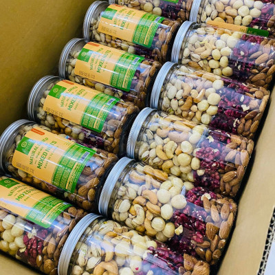 Mix hạt dinh dưỡng ăn liền - Hạt dẻ cười, hạt macca, hạt điều rang mộc, hạnh nhân rang mộc và óc chó đỏ / đóng gói 500gram