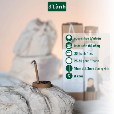 Nhang Thủ Công Sớm Pleiku 3 Lành Hộp 30 Que 100 % Tự Nhiên Tặng Kèm Đế Chăm Không Hóa Chất Xông Thơm