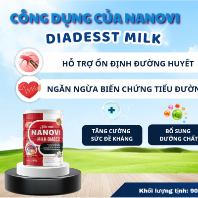 COMBO Mua 2 Tặng 1 Sữa non Nanovi Diabest 900g - Chuyên Biệt Dành Cho Người Tiểu Đường và tặng kèm 1 hộp Thực Dưỡng 900g