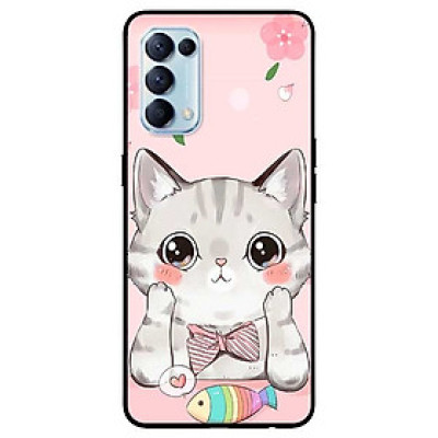 Ốp lưng dành cho Oppo Reno 5 mẫu Mèo Hồng Ăn Cá