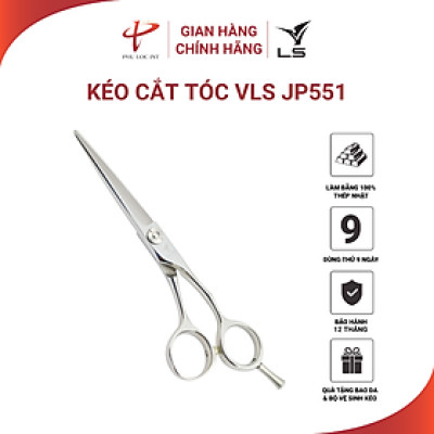 Kéo cắt tóc VLS JP551 lưỡi convex thẳng quai offset vênh đỡ ngón tháo rời - Hàng chính hãng