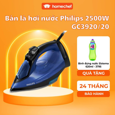 Bàn ủi, bàn là hơi nước cầm tay Philips GC3920, công suất 2500W, bảo hành 2 năm | Hàng chính hãng
