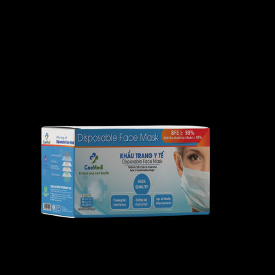 Khẩu trang y tế CAEMEDI 4 lớp Xanh cao cấp, kháng khuẩn, lọc bụi bẩn đạt chuẩn BFE, FDA xuất khẩu Châu Âu - Hộp 50 cái