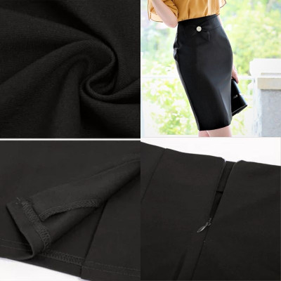 Chân Váy Nữ New Design Thiết Kế Dáng Váy Bút Chì Ôm Body Phối Nơ Xinh Đẹp, Màu Đen, Dài 50cm Vải Kaki Thun Co Giãn CV0014