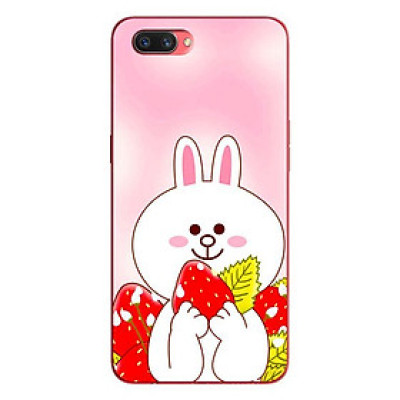Ốp lưng in cho Oppo Realme C1 mẫu Thỏ Line Ăn Dâu - Hàng chính hãng