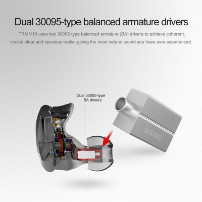 Tai nghe TRN V10 2DD có dây 3.5mm HIFI DJ màn hình chạy thể thao 