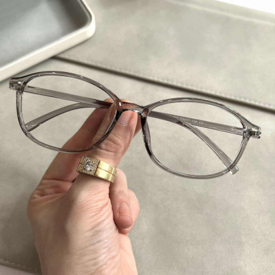 Kính gọng nhựa dẻo siêu bền Hàn Quốc dáng mắt bầu màu xám trong cao cấp