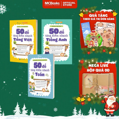 Sách - 50 Đề Tăng Điểm Nhanh Toán, Tiếng Việt, Tiếng Anh - Lớp 2 - Bài Tập Nâng Cao, Tổng Hợp Kiến Thức Tiểu Học - MCBooks
