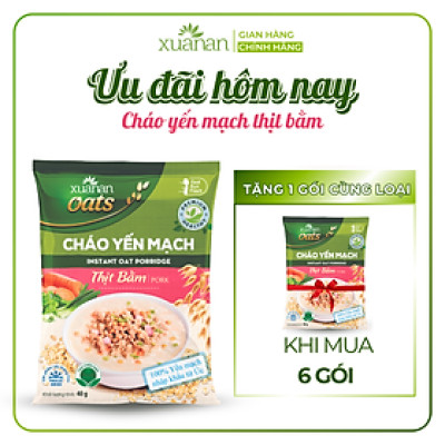 Cháo Yến Mạch Thịt Heo Bằm Xuân An Gói 40G (Mua 6 Gói Tặng Kèm 1 Gói )