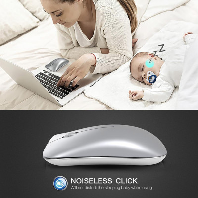 Chuột không dây HXSJ T27 2.4Ghz có thể sạc lại công thái học 1600 DPI 3DPI 