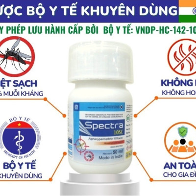 (Ko mùi- Nhập Ấn Độ) Combo 02 chai Thuốc Diệt Muỗi SPECTRA 10SC chai 50ml - diệt muỗi, kiến, gián.. . tồn lưu 2-3 tháng