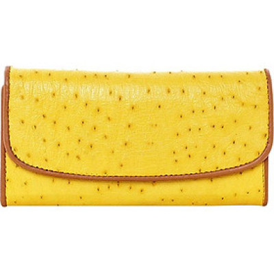 Ví Nữ Da Đà Điểu 3 Gấp Huy Hoàng HT3404 (19 x 10.5 cm) - Vàng