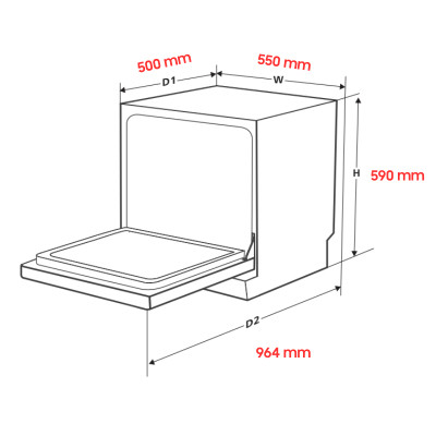 Máy Rửa Chén Ecalite EDW-SMS6080WH (Trắng) - 8 Bộ - 6 Chương Trình Rửa - Hàng Chính Hãng