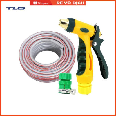 Bộ dây vòi xịt nước rửa xe,tưới cây tăng áp 3 lần 7-10M( nối nhựa xanh) 206317