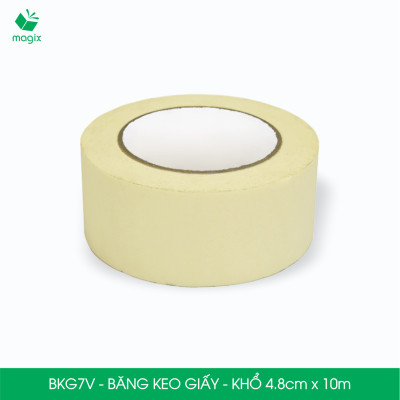 BKG7V - Block 6 cuộn băng keo giấy khổ 4.8cm x 10m - Băng dính giấy viết được, chặn màu sơn