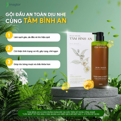 Dầu Gội Tâm Bình An giữ tron tinh túy từ các nguyên liệu thiên, cung cấp dưỡng chất từ dược liệu quý Trà Hoa Vàng - 500ml