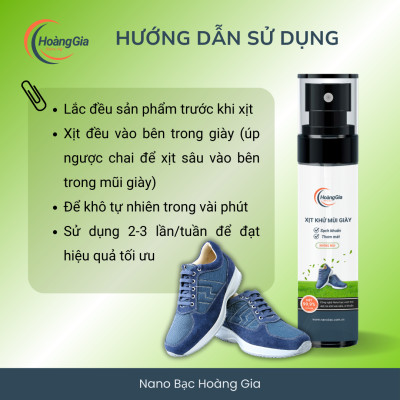 Xịt Khử Mùi Khử Khuẩn Giày Dép Nano Bạc Hoàng Gia HGshop 100ml Bảo Vệ SK Giảm Hôi Chân