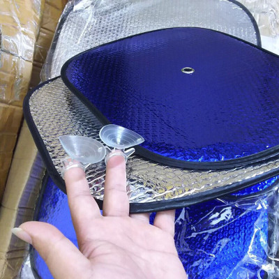 Tấm chắn nắng cánh cửa kính sườn Ô Tô, Tấm che nắng oto xốp Vuông 2 màu xanh- bạc dày dặn -Giá 1bộ
