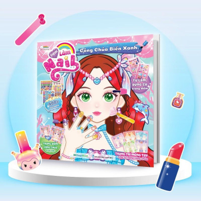 Sách bo 4 cuốn Tiệm Làm Nail Công chúa (1200+ stickers dễ thương) - Sách bóc dán sticker cho bé gái