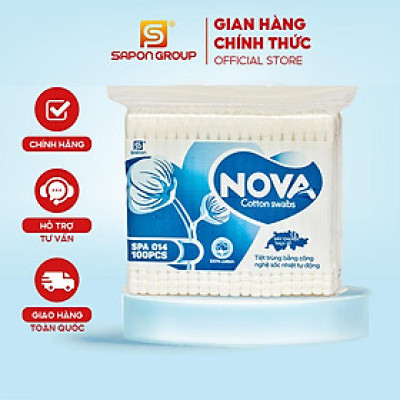 [Lố 12 túi] Tăm bông vệ sinh người lớn NOVA thân nhựa [TB01-014] túi 100 que