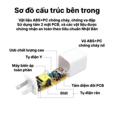 Củ sạc xuất Nhật KFLY (JHX-AC1907) 1A, chứng nhận PSE tiêu chuẩn Nhật Bản, dùng thử 30 ngày hàng chính hãng