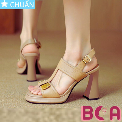 Giày cao gót hở mũi nữ 8p Ro656 ROSATA tại BCASHOP quai ngang tôn dáng chân, cách điệu thêm khóa gấu cực dễ thương