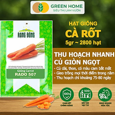 Hạt Giống Cà Rốt GreenHome, Gói 5g~2800 hạt, Dễ Trồng Quanh Năm, Củ To, Dài, Sinh Trưởng Khỏe T40