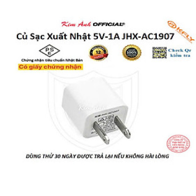 Củ sạc xuất Nhật KFLY (JHX-AC1907) 1A, chứng nhận PSE tiêu chuẩn Nhật Bản, dùng thử 30 ngày hàng chính hãng