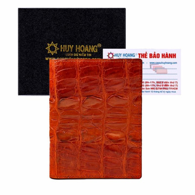 HC2257-2258-2259-2701 - Ví nam Huy Hoàng da cá sấu kiểu đứng gai đuôi màu vàng bò, đen, nâu đỏ, nâu đất