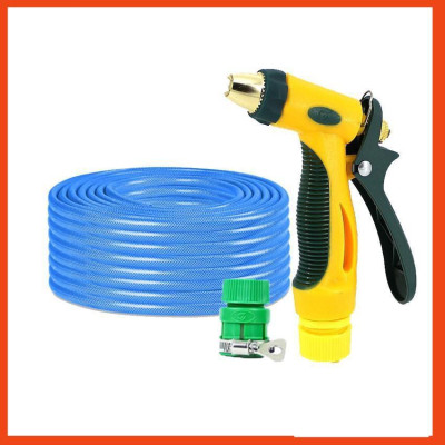 Bộ dây vòi xịt nước rửa xe,tưới cây tăng áp 3 lần 15M( nối nhựa xanh) 206317