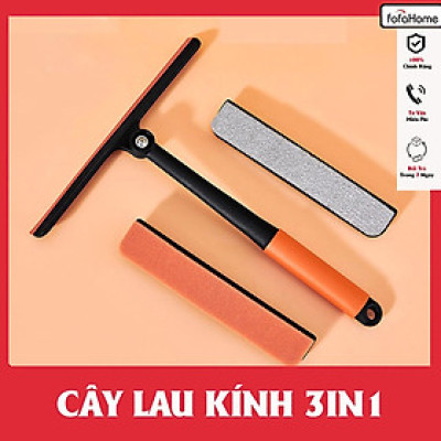 Cây Lau Kính Thông Minh 3in1 Đa Năng Mini Xoay 360 Độ Nhỏ Gọn Tiện Lợi Với Tay Cầm Chống Trơn Màu Cam
