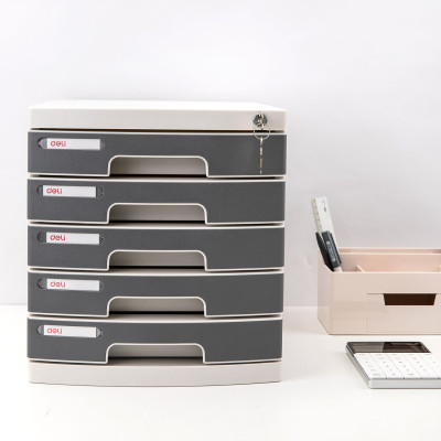 Tủ Tài Liệu 5 Ngăn Deli - Màu Ghi - 1 Chiếc - E8855