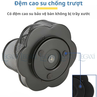 Khay đựng bút XOAY 360 ĐỘ, khay bút 7 NGĂN  để bàn kim loại Văn Phòng, Đựng Mỹ phẩm, Điều Khiển TV