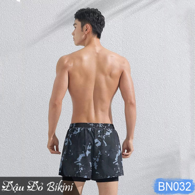 Bộ bơi nam quần 2 lớp trẻ trung nam tính thời trang, đồ bơi đồ tập kín đáo chống lộ, chất thoáng khí nhanh khô, áo thun bơi co giãn tốt, có size lớn | BN032