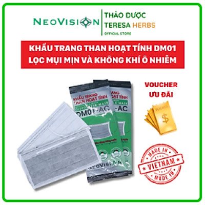 Khẩu Trang Y Tế (Combo 20 cái) 4 lớp - Khẩu Trang Y Tế Than Hoạt Tính NeoVision DM01 Kháng Khuẩn Chống Nước - AC Đạt Chuẩn Lọc Chuẩn Nelson, ngăn ngừa bụi và vi khuẩn bảo vệ cơ thể ( Hoa Kỳ)