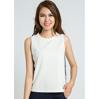 Áo Phông Nữ Áo Sát Nách Thời trang thiết kế HIty TOP084 (Trắng Kim Cương)