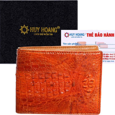 Ví Nam Da Cá Sấu Nguyên Con Nhỏ Huy Hoàng HT2227 (12.5 x 10 cm) - Vàng