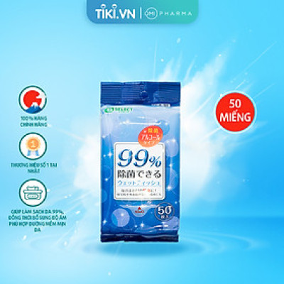 Khăn ướt khử trùng 99% S Select Nhật Bản (gói 50 miếng)