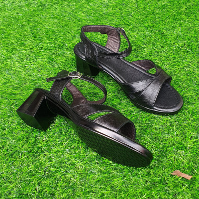 Giày quai hậu gót vuông 5cm Pu nhẹ Trường Hải da bò thật XD148V